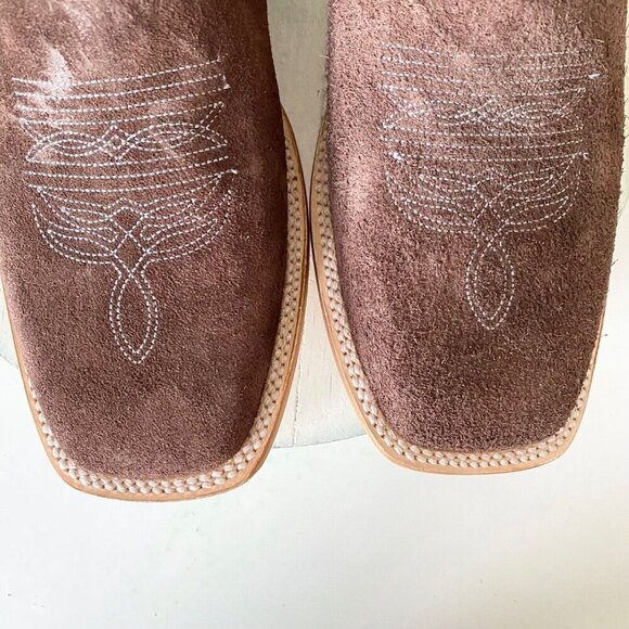 NEW Capitan Mens Cowboy Boots CISCO Size 11D Brown Rough Out Western Square Toe - Picture 6 of 9